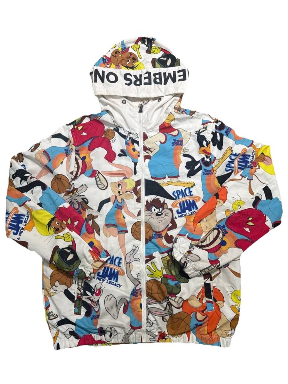 Looney Tunes Members Only Jacket Mens Medium Space Jam Zip Front Windbreaker